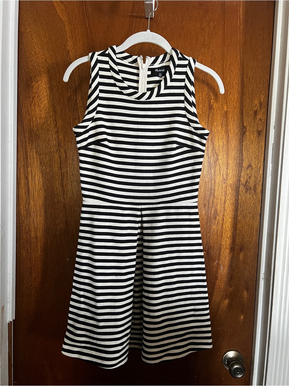 Madewell Black and White Striped Sleeveless Dress